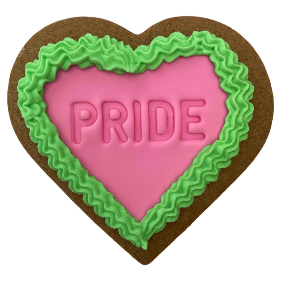 Sweet Mickie Pride Cookies with royal icing frills in rainbow colours