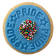 Sweet Mickie Pride Cookie with star detail and a chocolate freckle on blue icing and a vanilla shortbread cookie