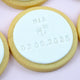 Personalised birth announcement cookies featuring a baby's name, birth date and embossed baby footprints
