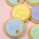 Personalised birthday fondant cookies in pastel colours with custom name and age