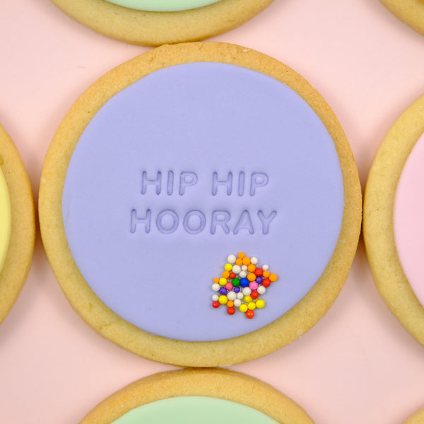 Custom birthday cookies with personalised fondant embossing