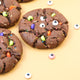 Chunky Halloween monster cookies with candy pieces and googly eyes