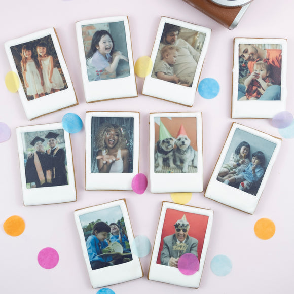 Custom picture cookies with edible photo printing for birthdays and celebrations