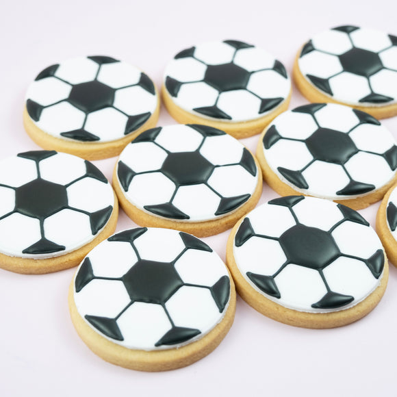 Soccer ball cookies for birthday parties