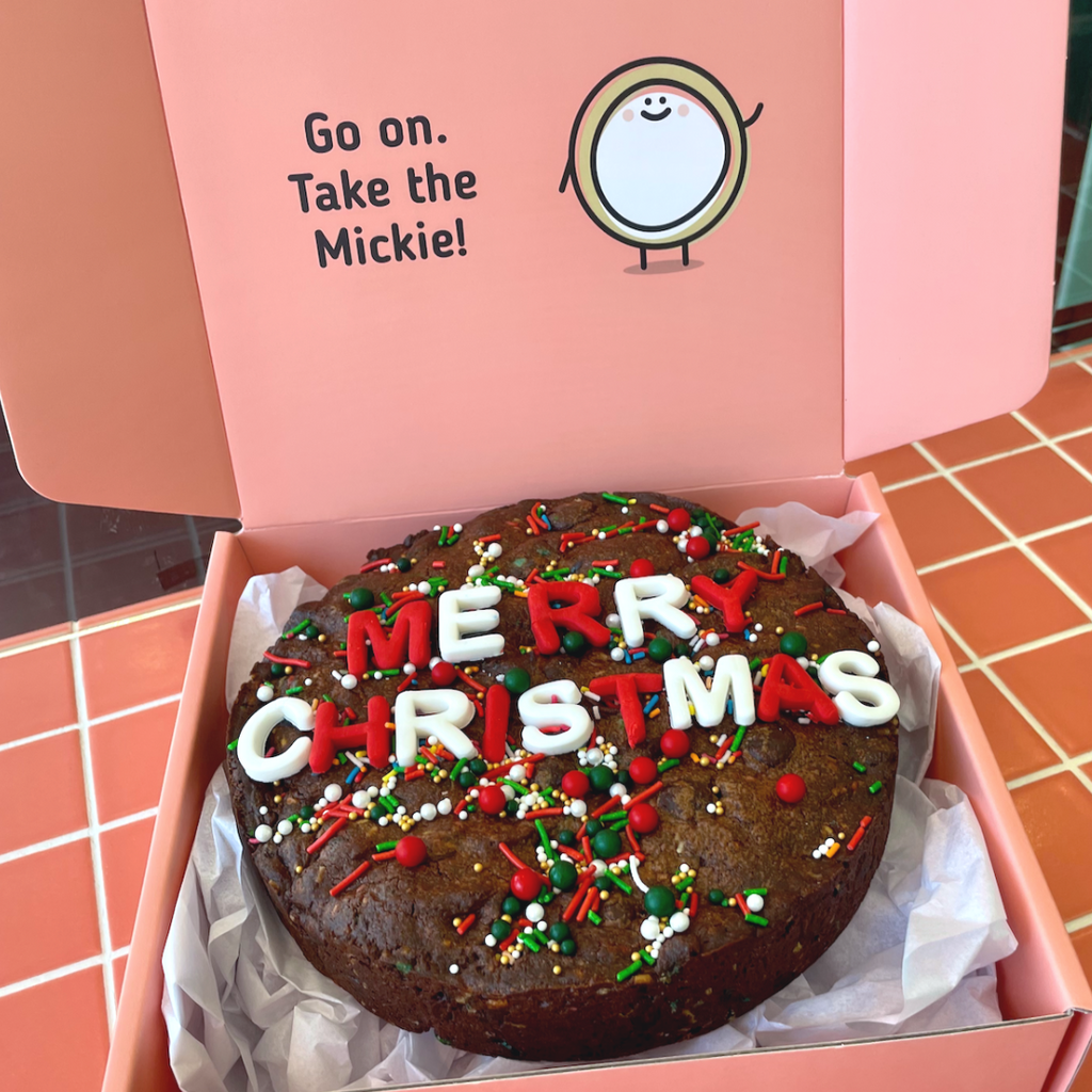 big mickie cookie cake merry christmas