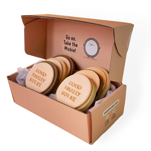 Sweet Mickie Covid Cookies - covid finally got me peach - gift delivery - 6 pack