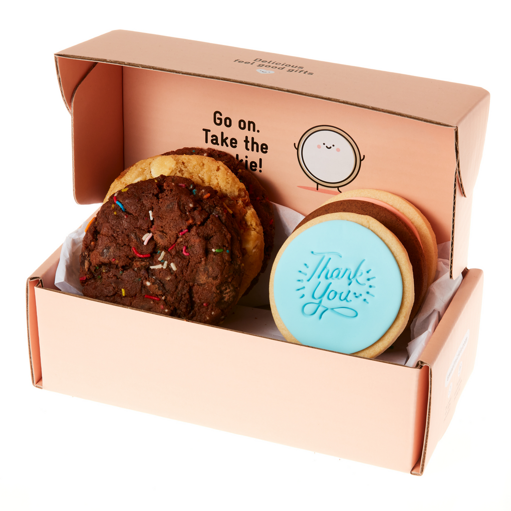 Thank You cookies with chocolate cookies available for melbourne and national delivery with sustainable compostable and recyclable packaging