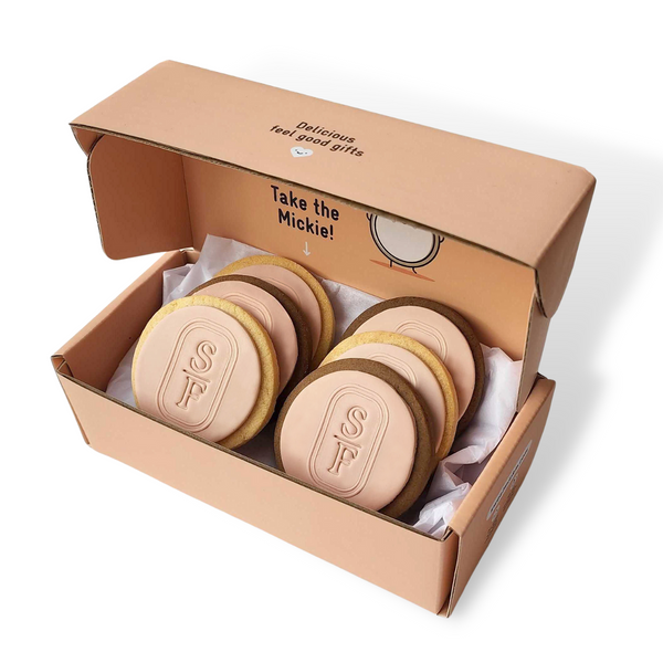 Sweet Mickie wedding cookies with custom monogram initials for gift delivery - 6 pack